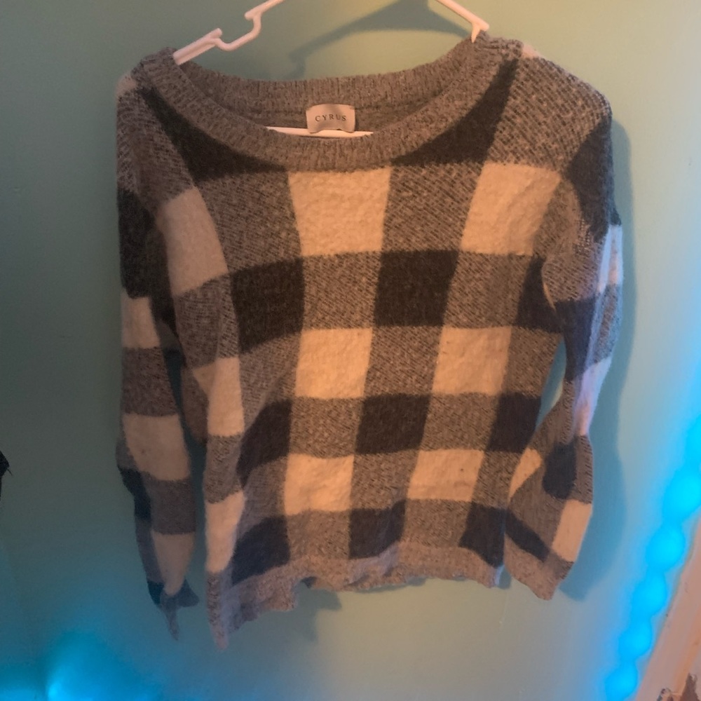 Cyrus Black and white checkered sweater